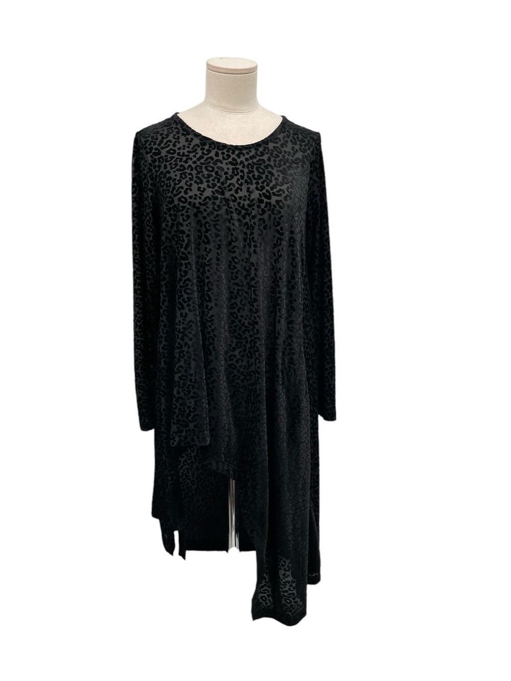 NWT Alembika Leo Flocked Velvet Hi-lo Tunic Top Leopard Black Size 0 US 4-6